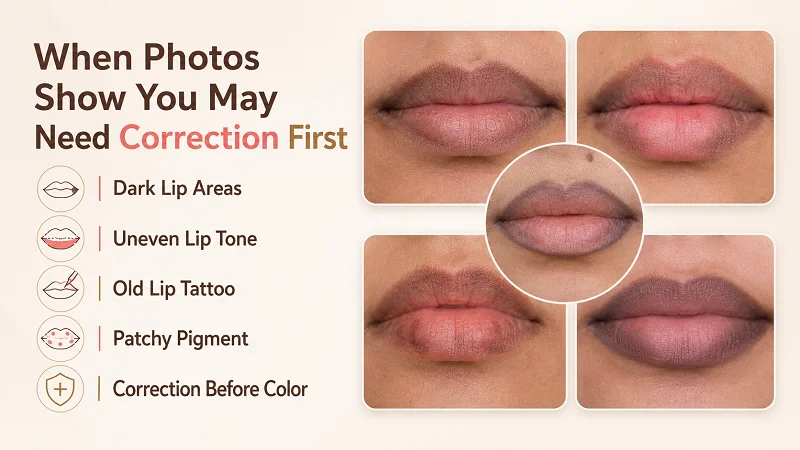 When do your photos suggest you may need correction before lip blush?