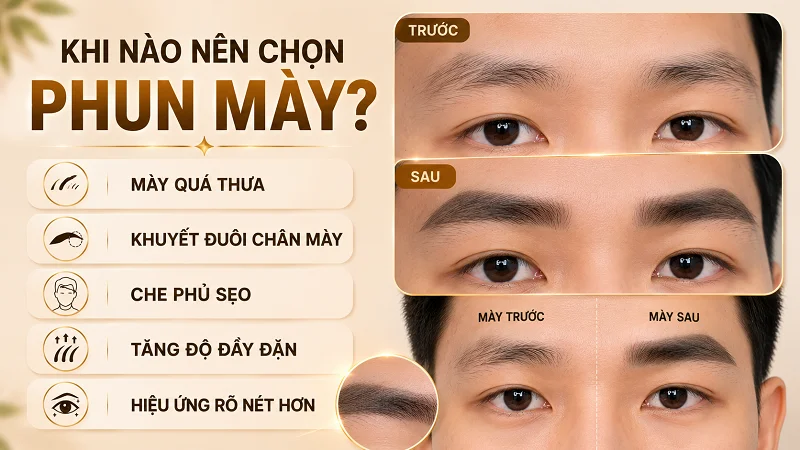 Phun mày tạo hiệu ứng màu nền mềm phía dưới chân mày, giúp chân mày trông đầy đặn hơn. Phun mày tạo hiệu ứng màu nền mềm phía dưới chân mày, giúp chân mày trông đầy đặn hơn.