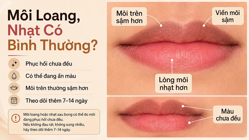 Môi sau khử thâm bị loang màu là dấu hiệu gì? Môi sau khử thâm bị loang màu là dấu hiệu gì?