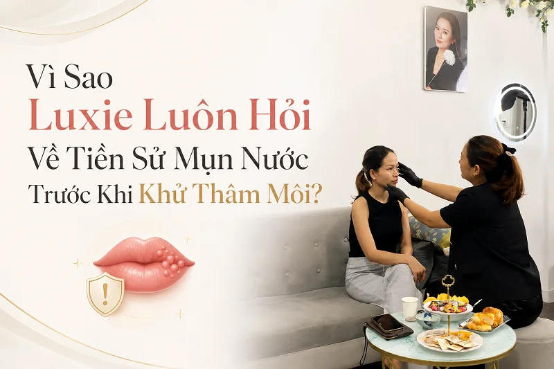 Vì Sao Luxie Luôn Hỏi Về Tiền Sử Mụn Nước Trước Khi Khử Thâm Môi?
